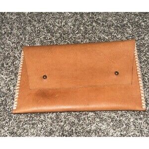 Handmade Leather Pouch/Clutch - Noonday Collection Tan And Blue